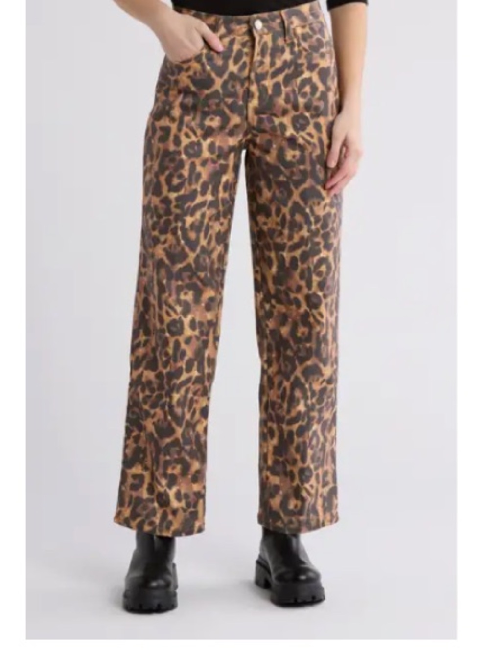 Leopard Print Wide-Leg Pants - Brown